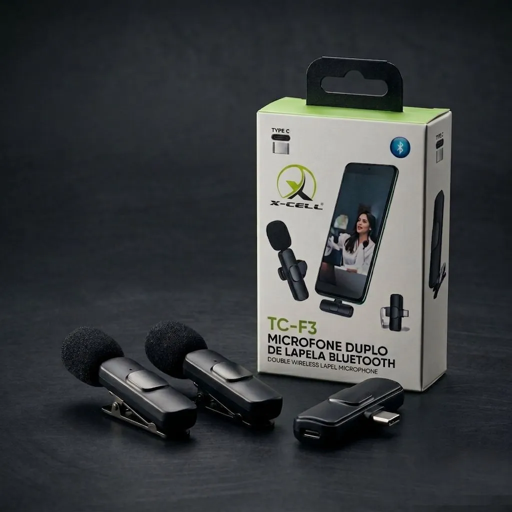 Microfone de Lapela Duplo Sem Fio TC-F3 — X-Cell Importadora